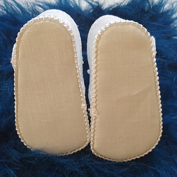 Linen Hand Made unisex baby booties shoes - Picture 4 of 8